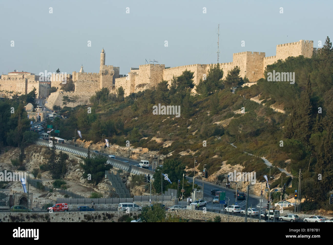 Außerhalb der Stadtmauern der Altstadt von Jerusalem Stockfoto