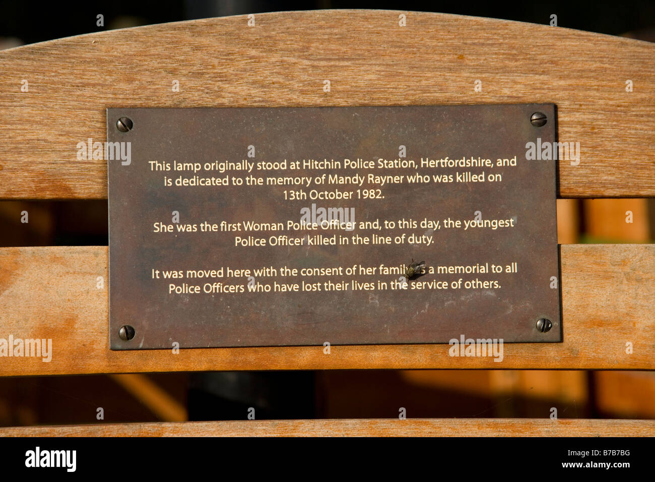 Denkmal für Polizistin Mandy Rayner die erste im Dienst, National Memorial Arboreteum bei Alrewas in Staffordshire getötet werden Stockfoto
