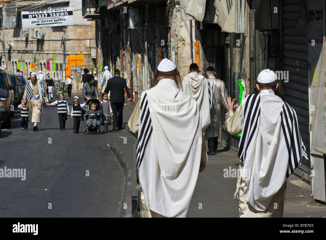 Orthodoxe jüdische Gemeinde von Mea Shearim in Jerusalem Stockfoto