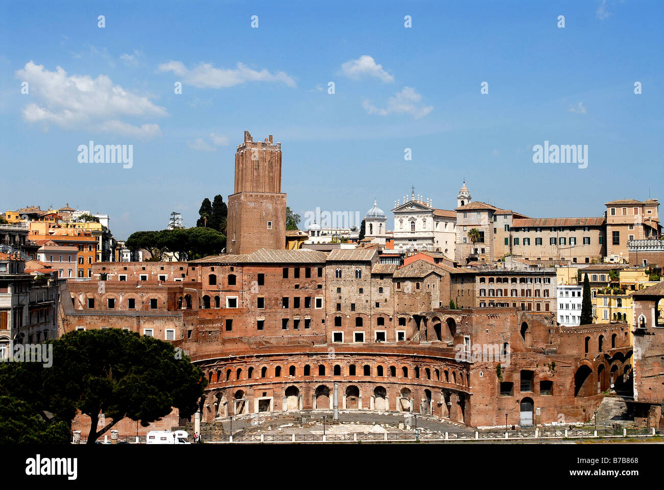 Fori Imperiali, Traiano Märkten, Milizen Turm Roma Italien Stockfoto