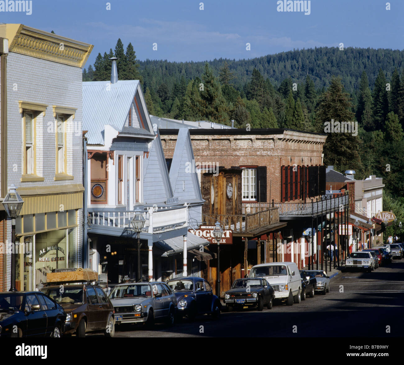 Die Hauptstraße in historischen NEVADA CITY, Kalifornien Stockfoto