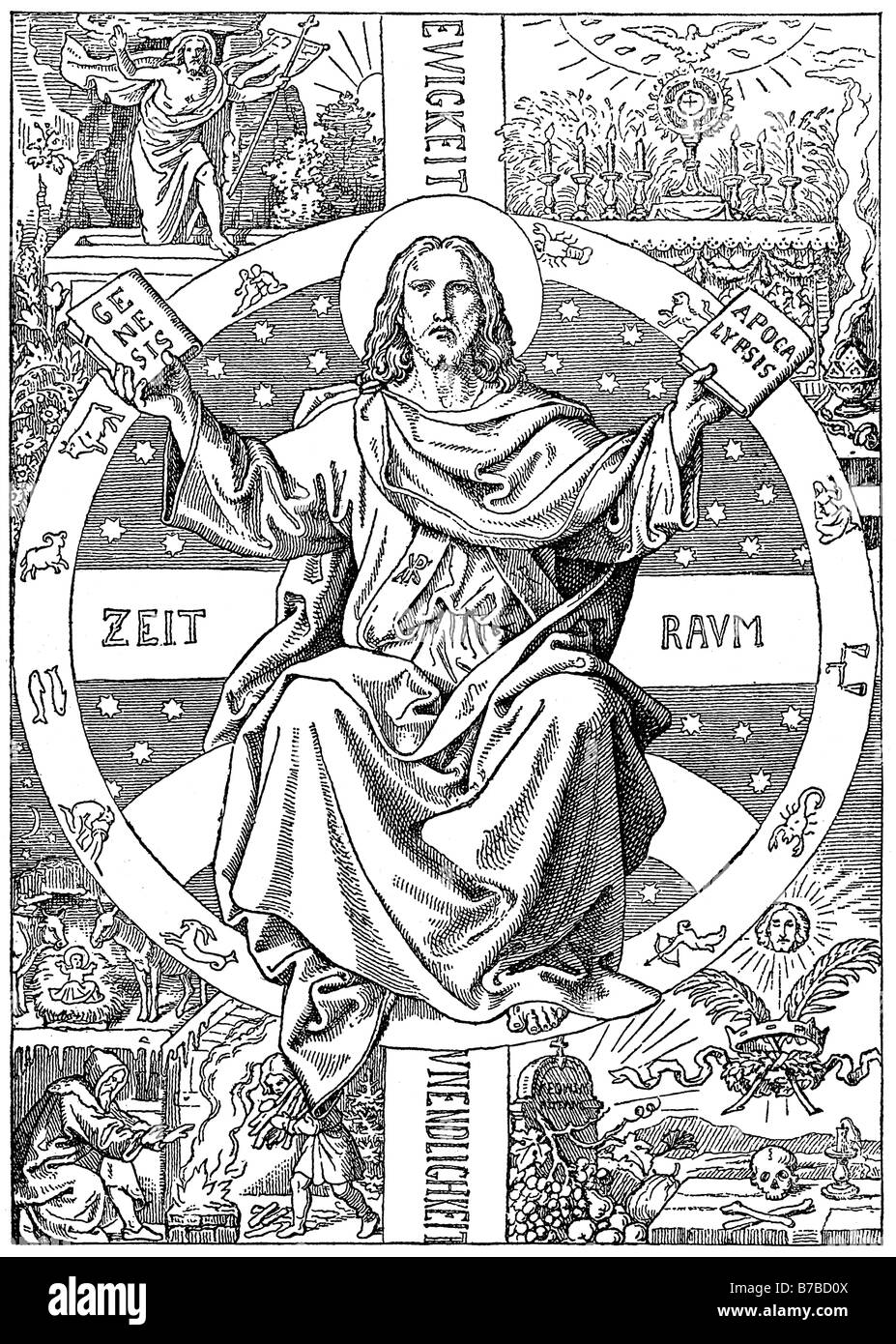 Jesus auf dem himmlischen Thron Stockfoto