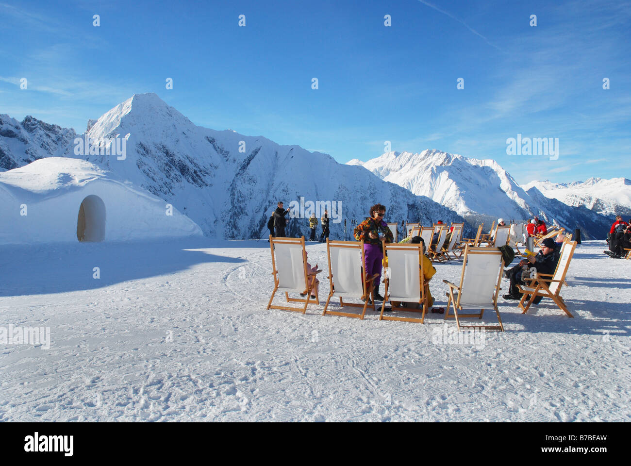 Die White Lounge Café-bar Ahorn Berge Mayrhofen Österreich Stockfoto