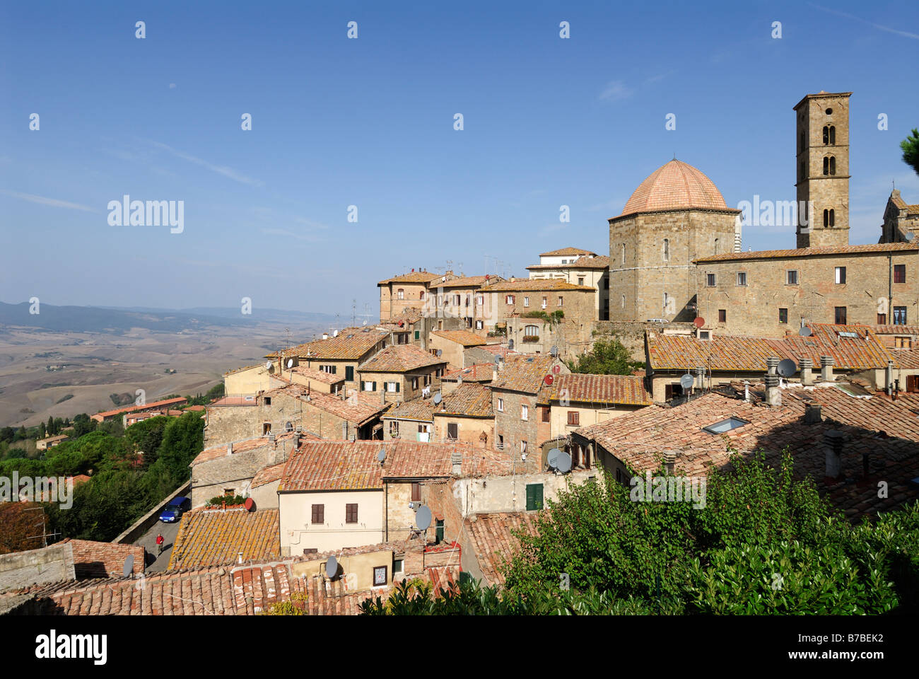 Volterra Toskana Italien der alten Stadt von Volterra, mit Blick auf das Val di Cecina Stockfoto