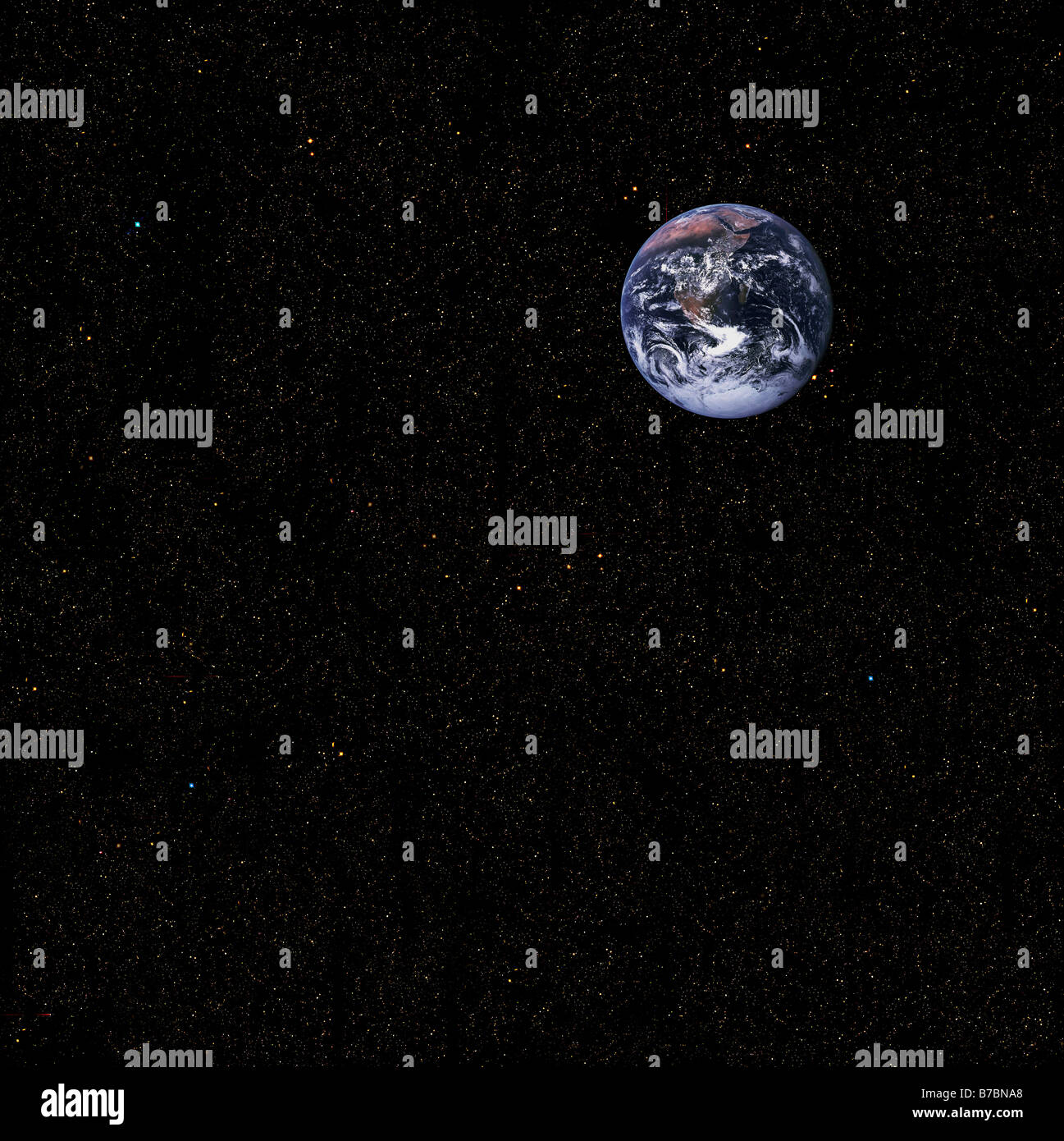 Ein Sternenhimmel mit der Erde mit NASA Originalbilder erstellt Stockfoto