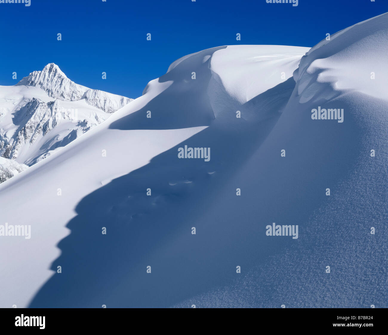 WASHINGTON - Schnee Kulshan Ridge und Mount Shuksan im Erholungsgebiet Heather Wiesen bedeckt. Stockfoto