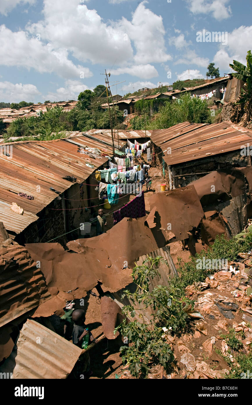 Allgemeine Szenen in und um Kibera, dem 2. größten Slum in Afrika nach Soweto.  Kibera, Nairobi. Stockfoto
