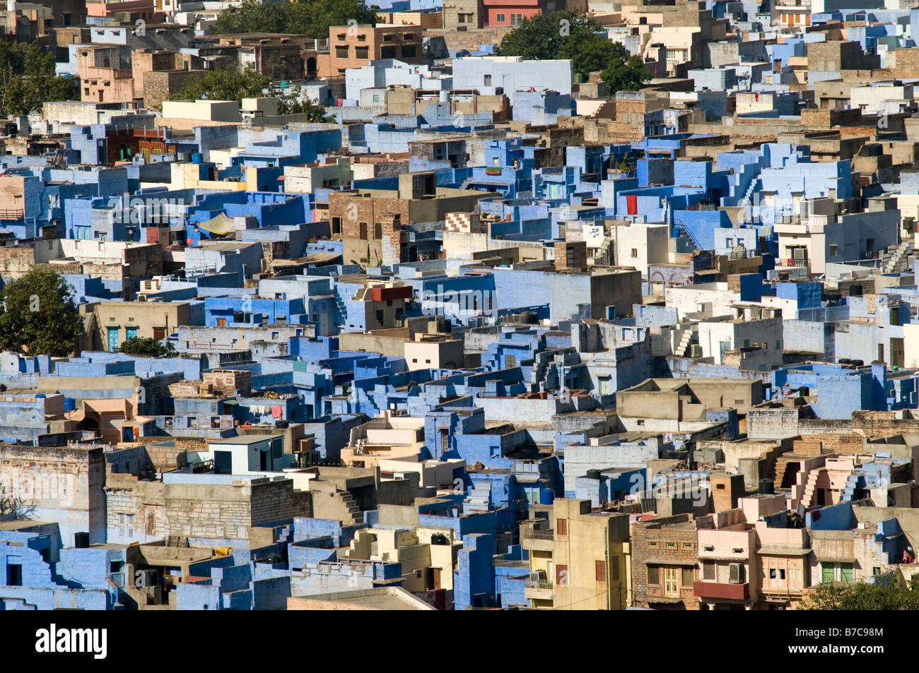 Die blaue Stadt Jodhpur Blick vom Meherangarh Fort. Rajasthan. Indien Stockfoto