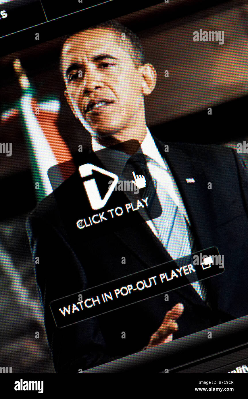 Screenshot des Internet-Abdeckung-Option der Amtseinführung von Präsident Barack Obama - sahen Millionen online (Redaktion nur verwenden) Stockfoto