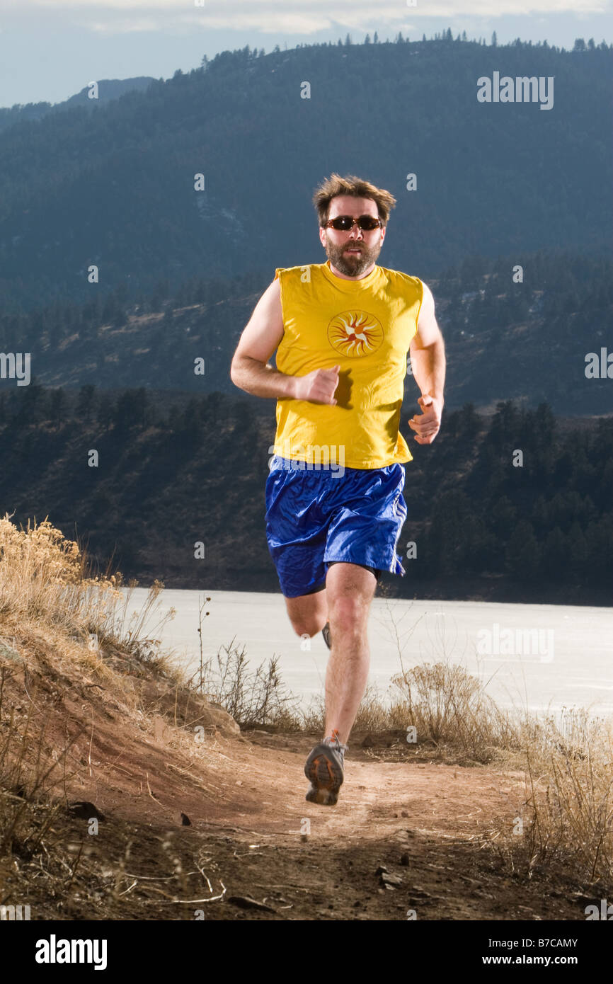 Läufer oben Horsetooth Reservoir in Fort Collins, Colorado Stockfoto
