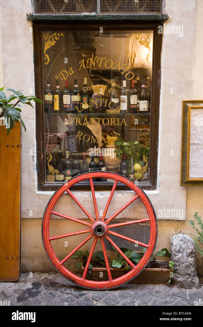Eine Trattoria Restaurant Fenster in Rom Italien Da Antonio Stockfoto