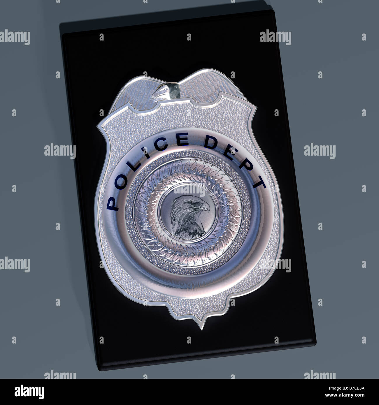 Detaillierte Darstellung der Polizei Schild auf einem Leder-Portemonnaie Stockfoto
