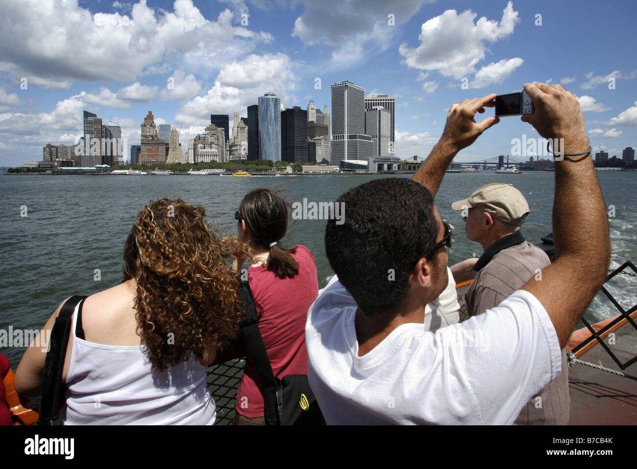 Downtown Manhattan gesehen aus die Fähre nach Staten Island, New York City, USA Stockfoto