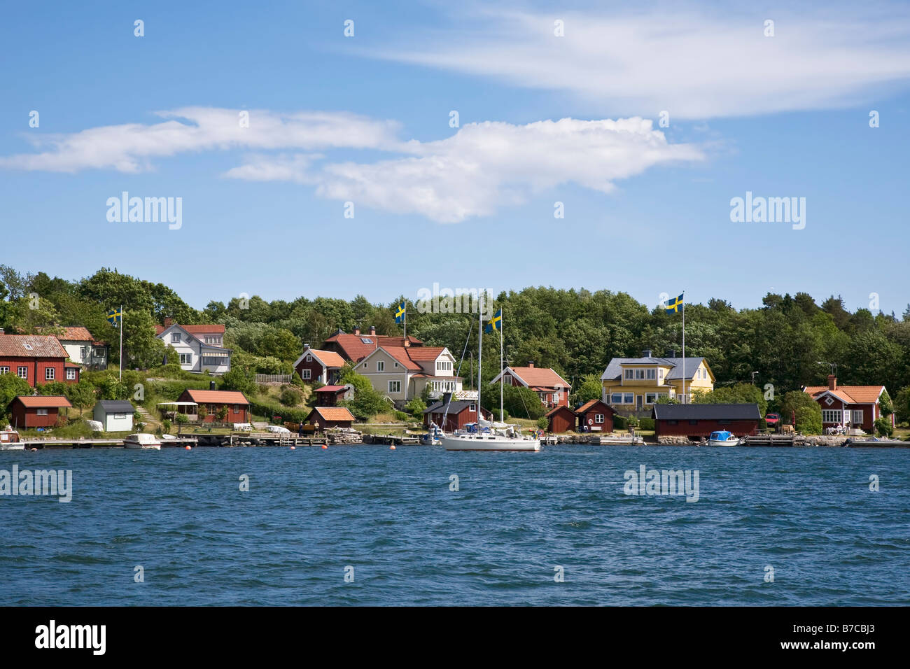 Das Dorf Kopmanholm auf der "Insel Yxlan' in den Schären von Stockholm. Schweden Stockfoto