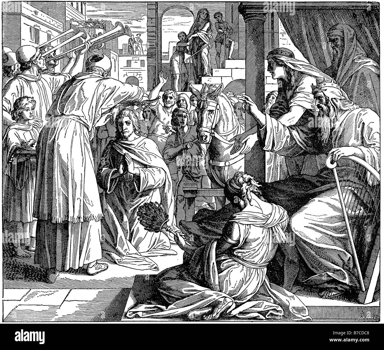 Solomon wird zum König gesalbt Stockfoto