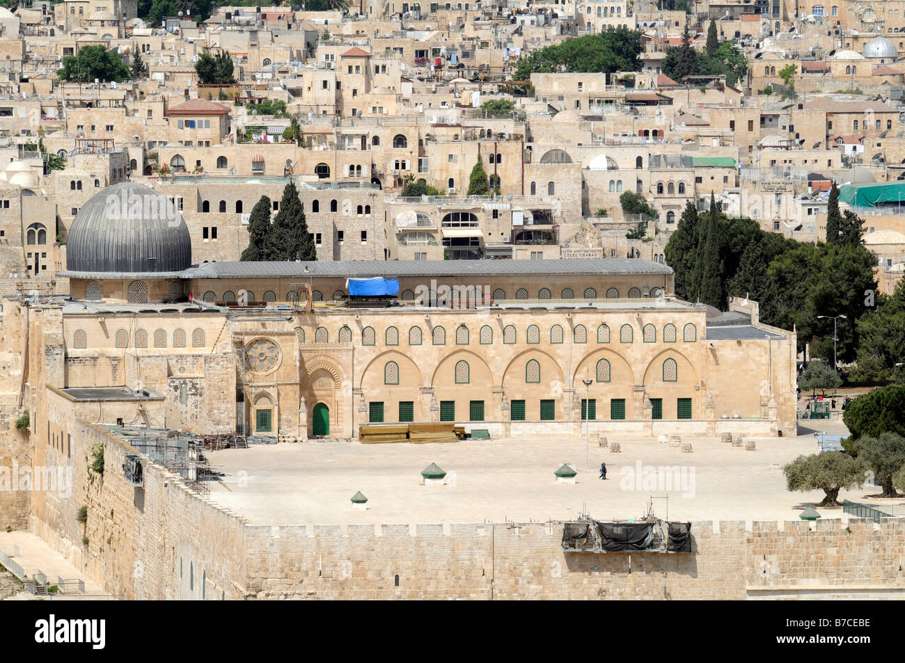 Blick auf Al-Aqsa-Moschee, einer muslimischen Heiligen Stätte befindet sich auf dem Tempelberg in Jerusalem. Stockfoto