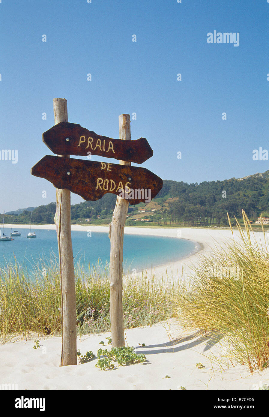 Rodas Strand. Cíes-Inseln. Atlantic Islands National Park. Pontevedra Provinz. Galizien. Spanien. Stockfoto
