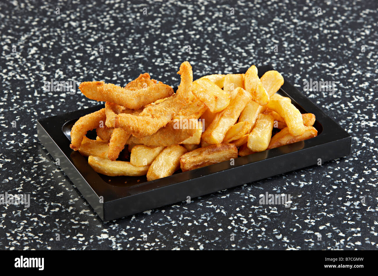 Fisch-Goujons-chips Stockfoto