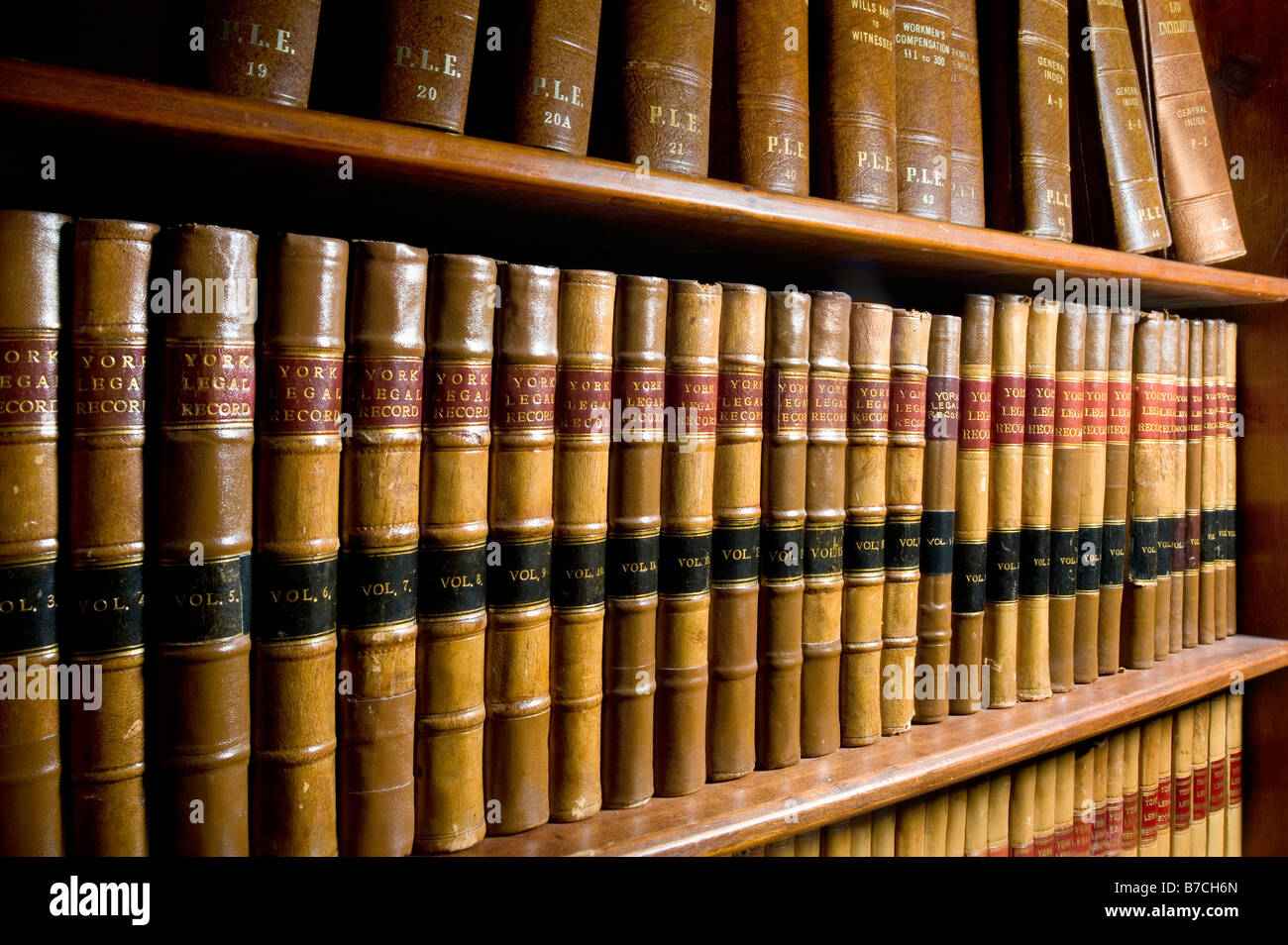 Gesetz-Bibliothek in der Nähe Detail Bücher Stockfoto