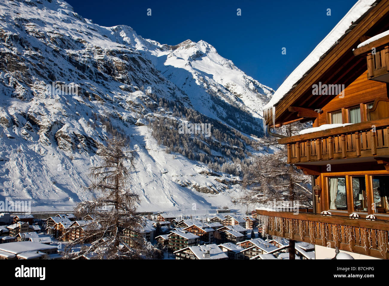 Mountain Chalet in Zermatt Schweiz Stockfoto