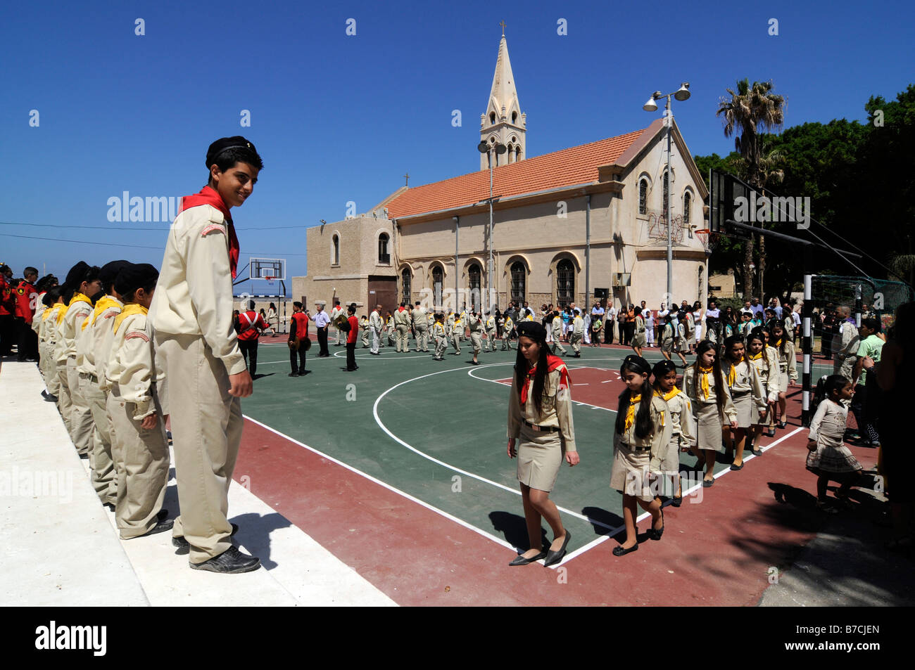 Christian arabischen Kinder während einer Feier der Gemeinschaft in Jaffa, in der Nähe von tel Aviv, Israel. Stockfoto