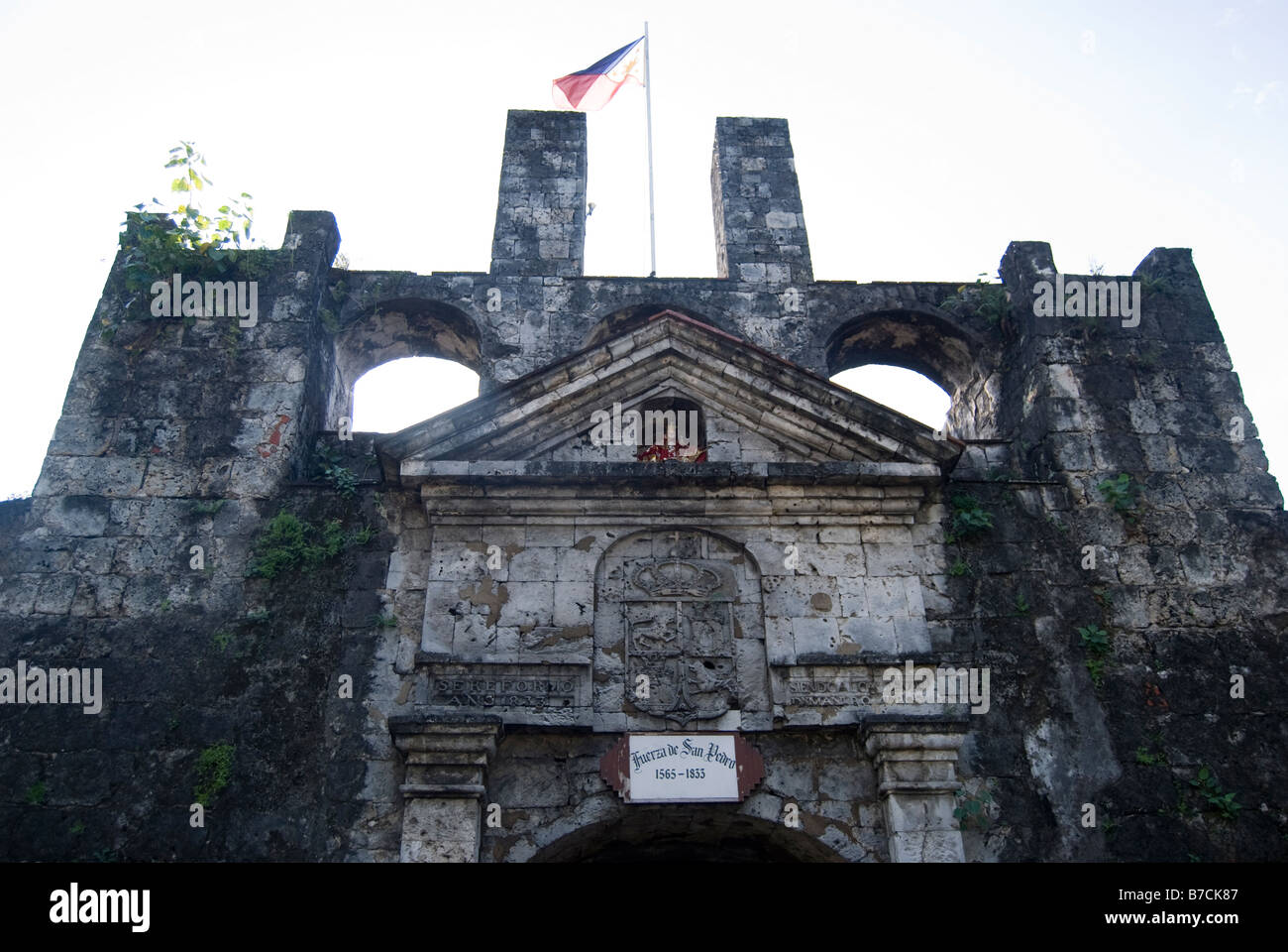 Eingangstor, Fort San Pedro, Cebu City, Cebu, Visayas, Philippinen Stockfoto