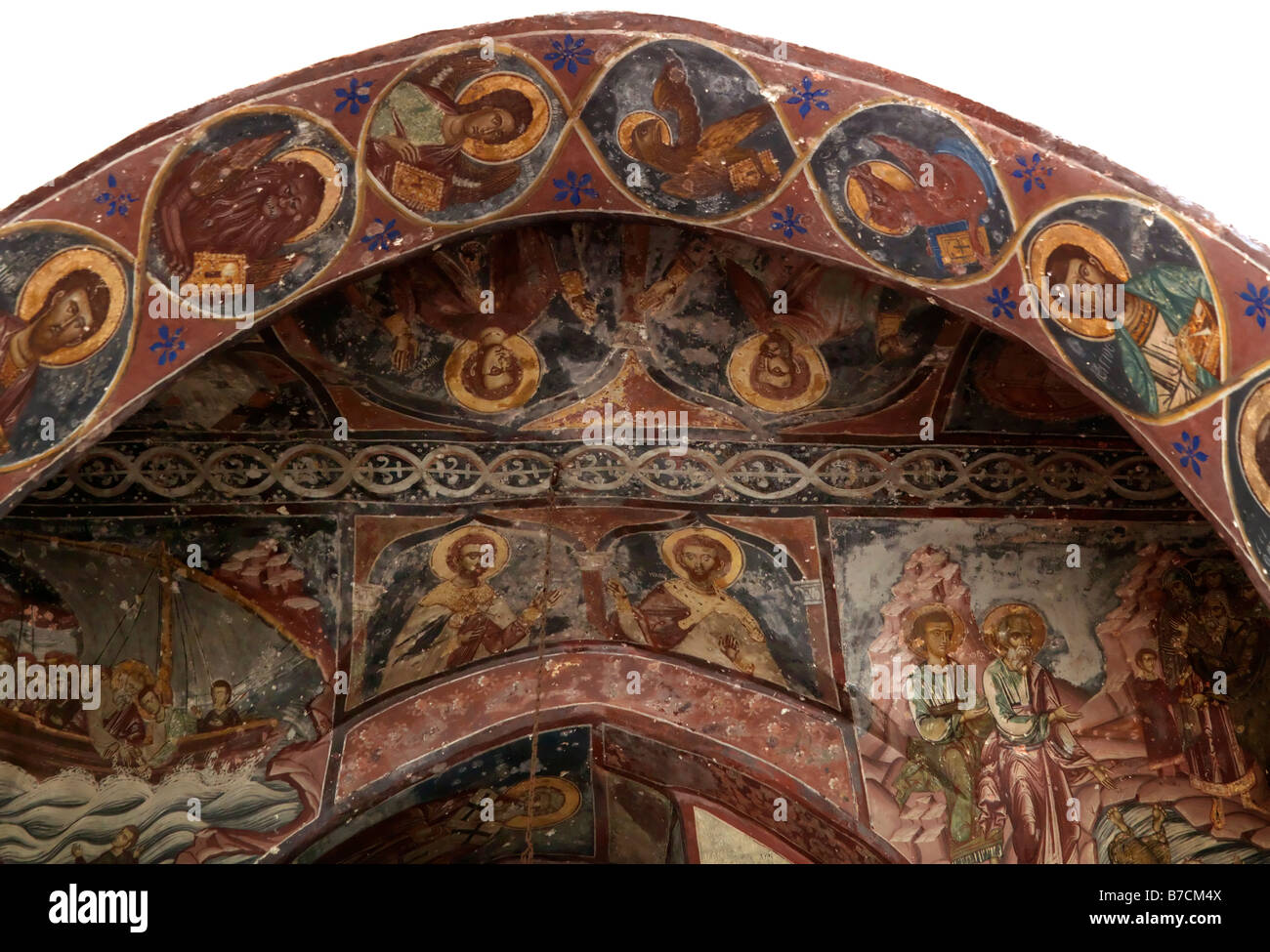 Fresken der Heiligen Patmos Kloster St. Johns Chora Patmos Griechenland erinnert an den Ort, an dem der heilige Johannes von Patmos komponierte Sein Evangelium und der Apocal Stockfoto