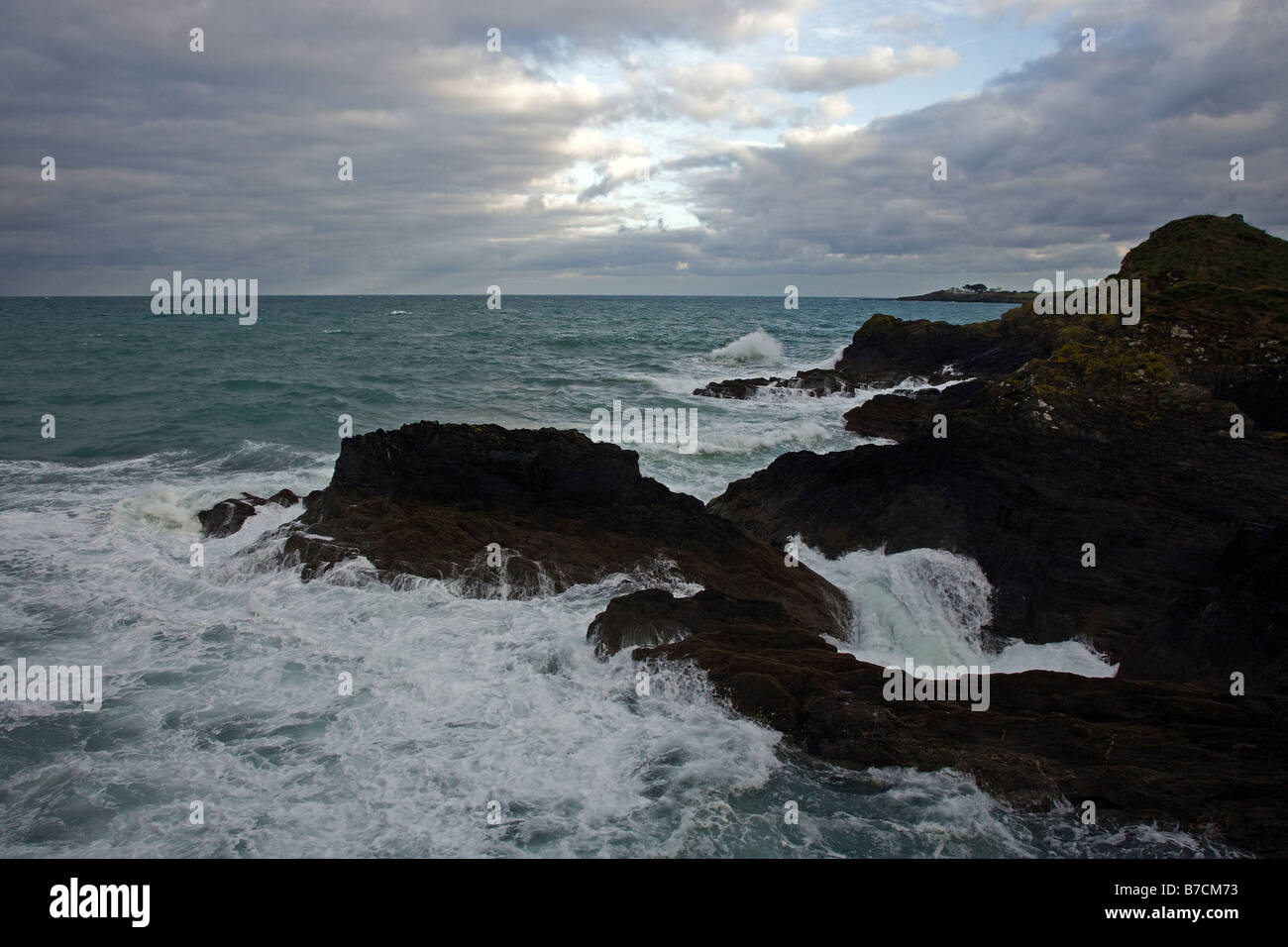 Felsen am Mevagissey Cornwall Stockfoto