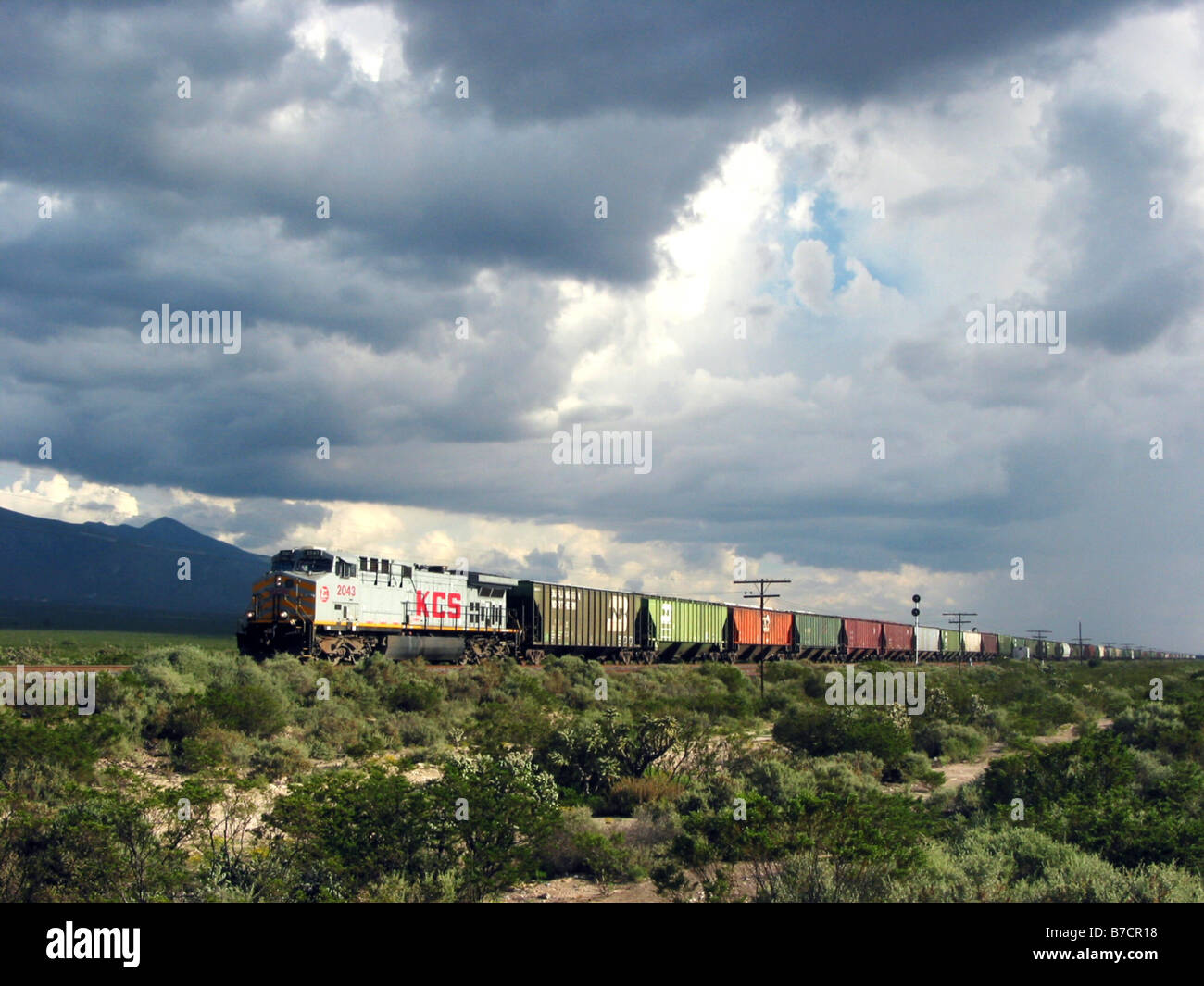 Güterzug in der Sierra Madre, Mexiko Stockfoto