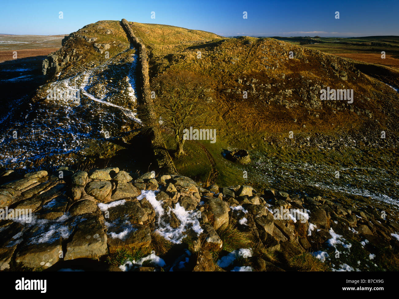 Bergahorn Lücke am Hadrianswall nahe zweimal gebraut, Northumberland Nationalpark Northumberland Stockfoto