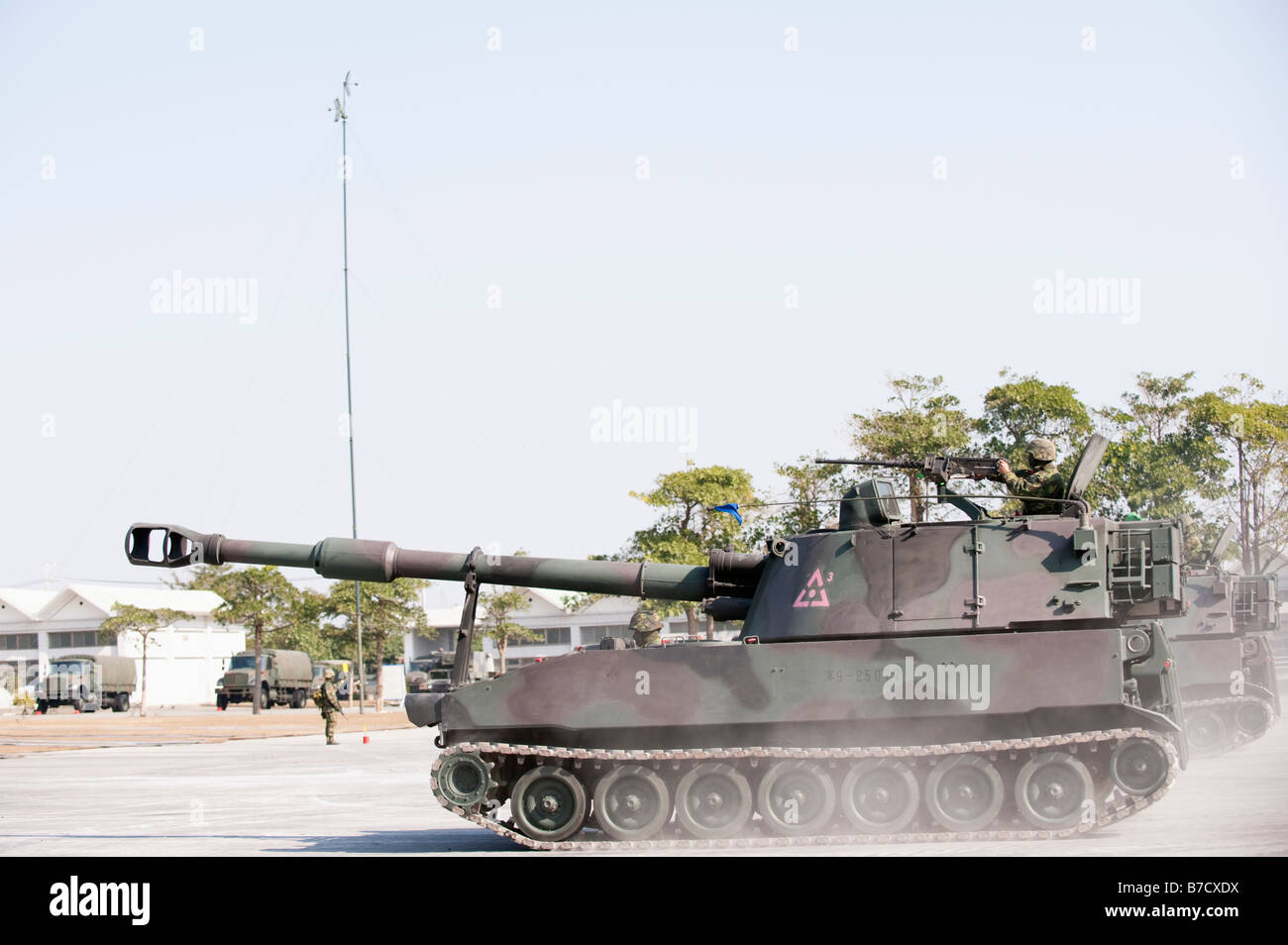 M109A2 155mm SP Haubitze während militärische Übung bei der 58. Artillerie-Befehl, Taichung, Taiwan Stockfoto