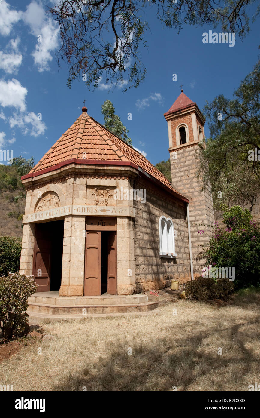 Katholische Kirche erbaut von italienischen POW Rift Escarpment Road unter Kijabe Kenia Stockfoto