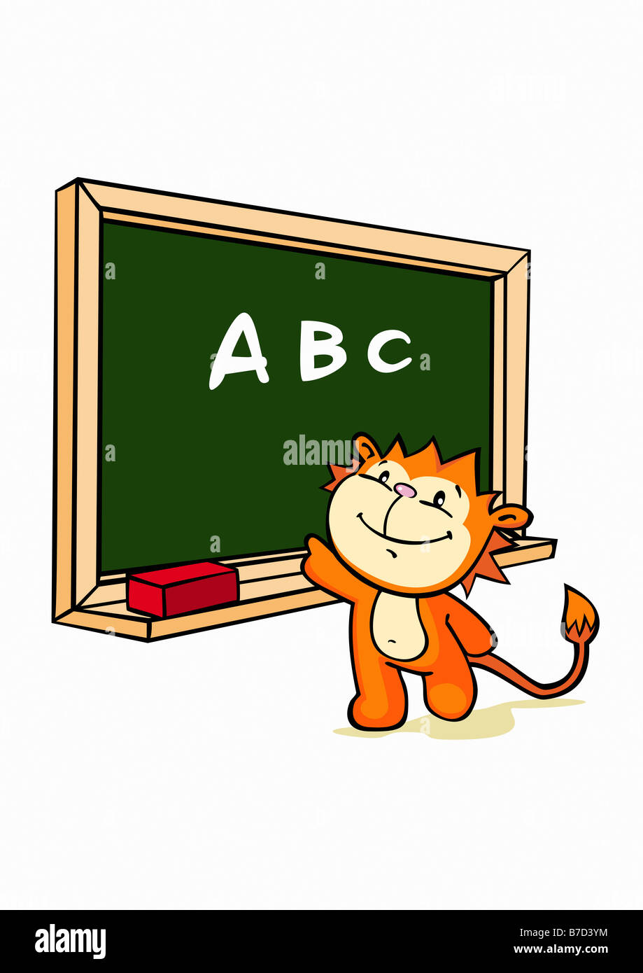 Ein Cartoon-Tiger auf eine Tafel schreiben Stockfoto