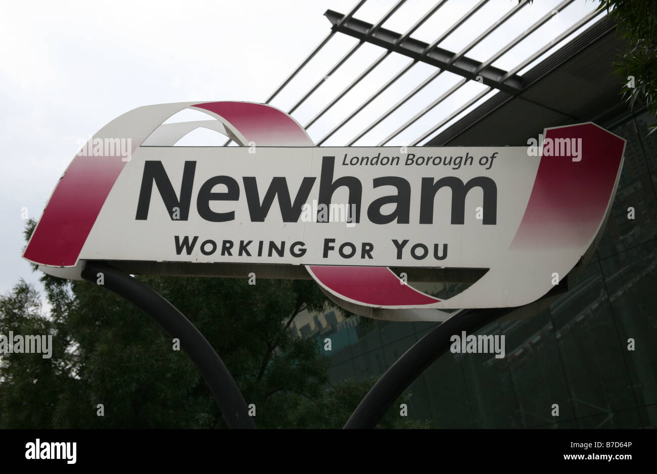 London Borough of Newham Zeichen, Stratford Stockfoto