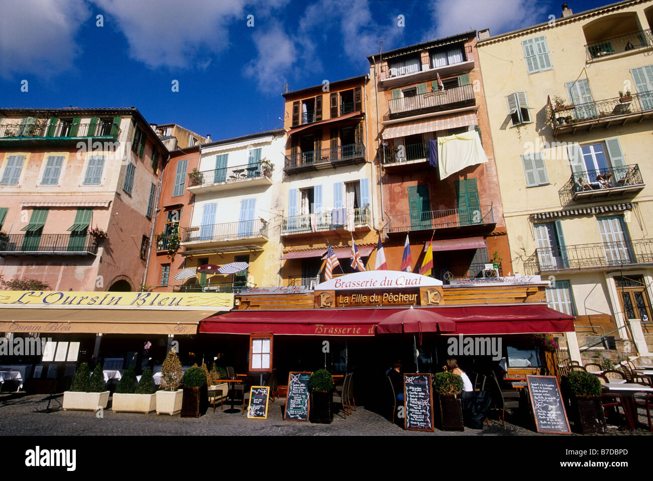 Die malerischen mediterranen Dorf von Villefranche-Sur-Mer in der Nähe von Nizza Stockfoto