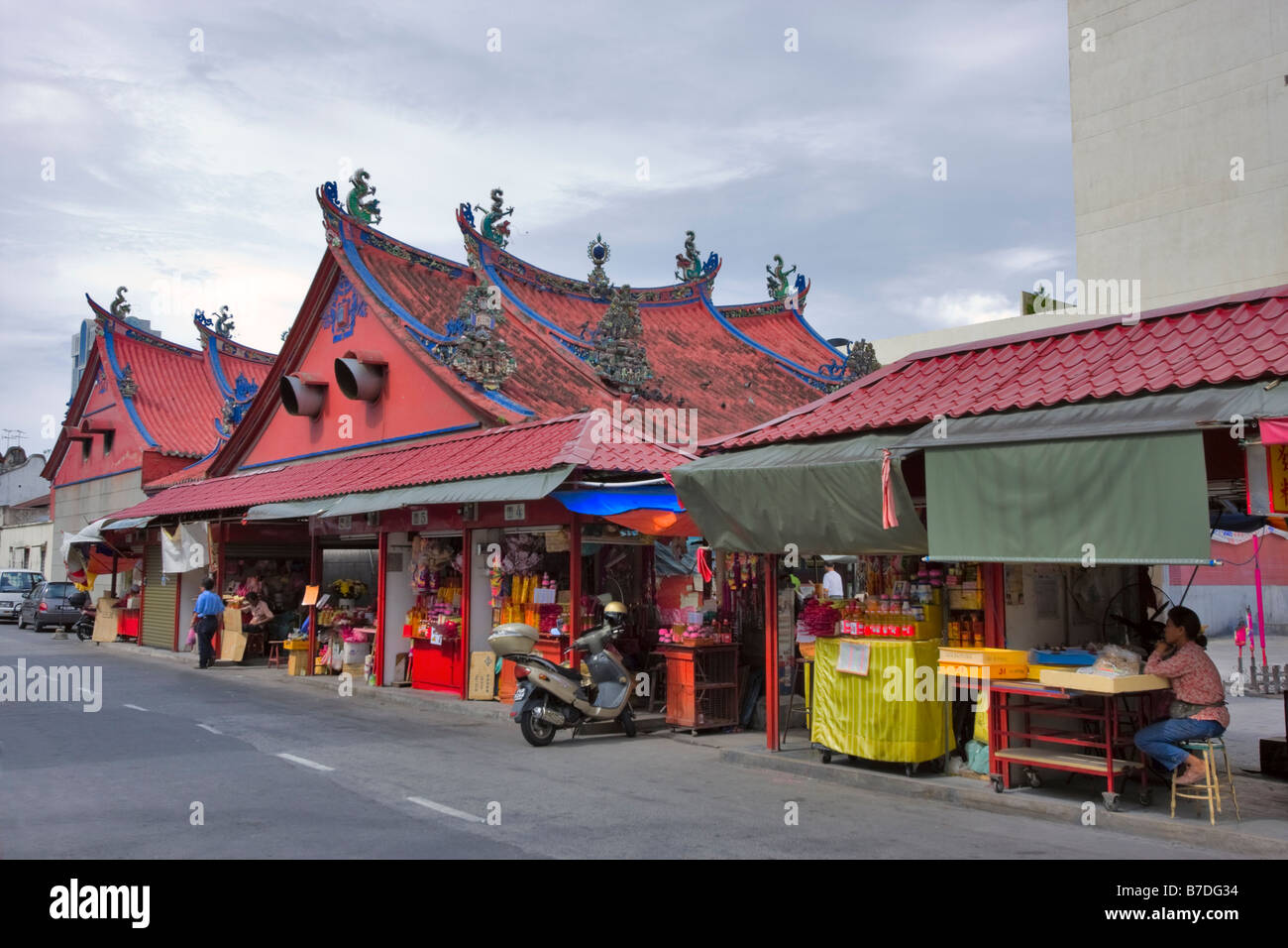 Lieferanten an der Seite von Kwan Ying Teng Tempel Georgetown Penang Malaysia Stockfoto