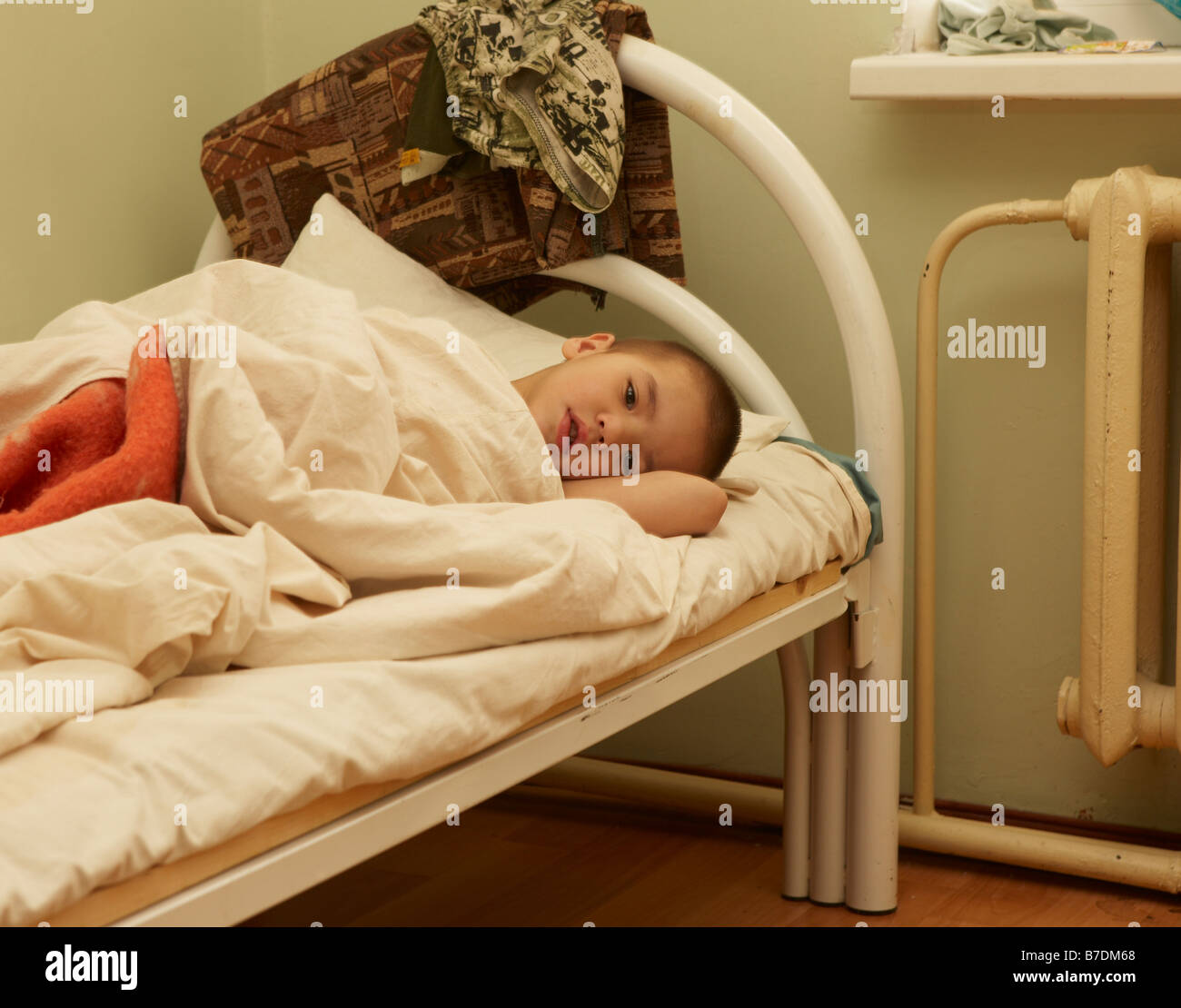 Kind im Kinderspital, Amguema, Tschukotka, Sibirien-Russland Stockfoto