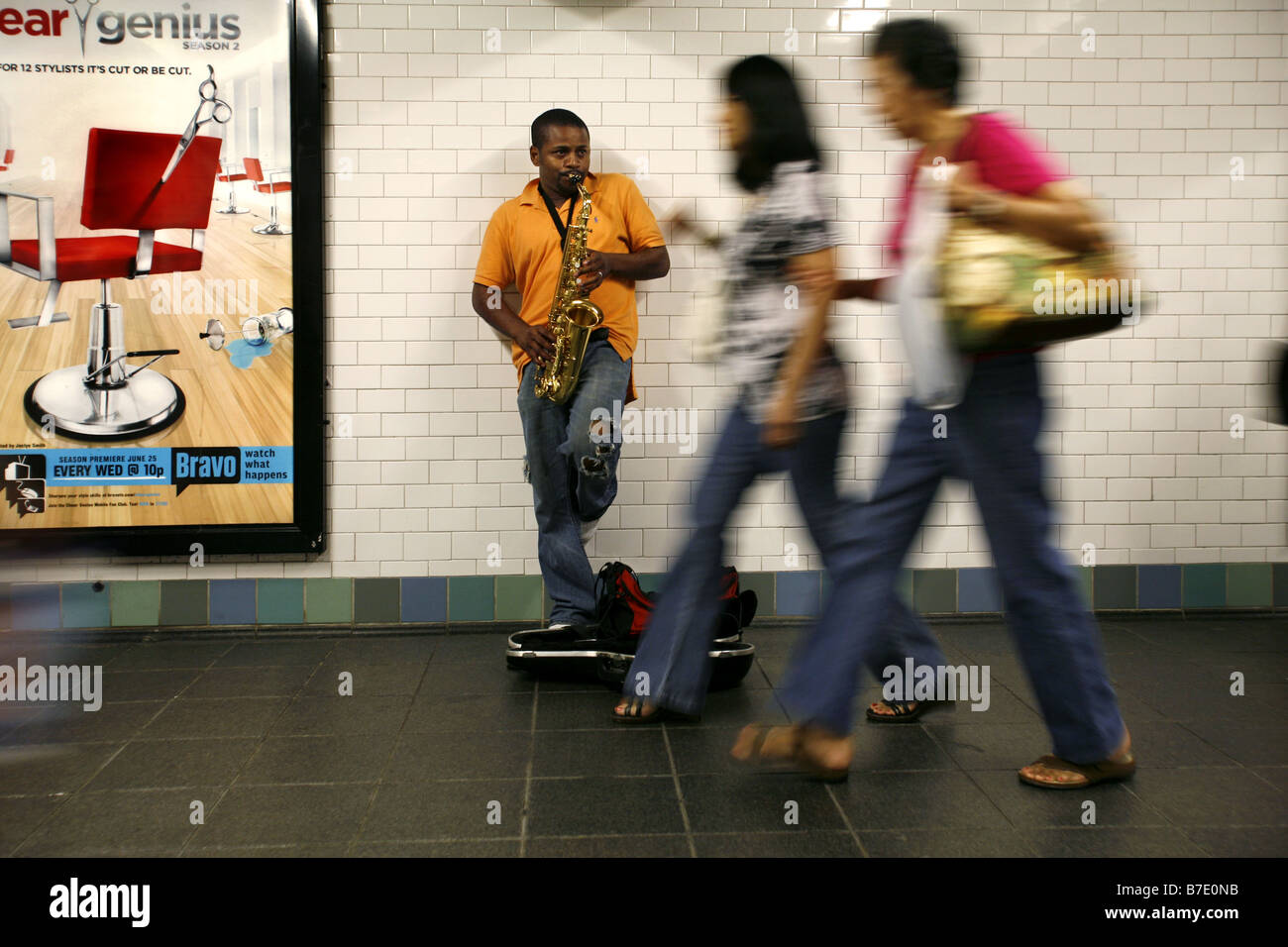 Busker, u-Bahnstation, New York City, USA Stockfoto