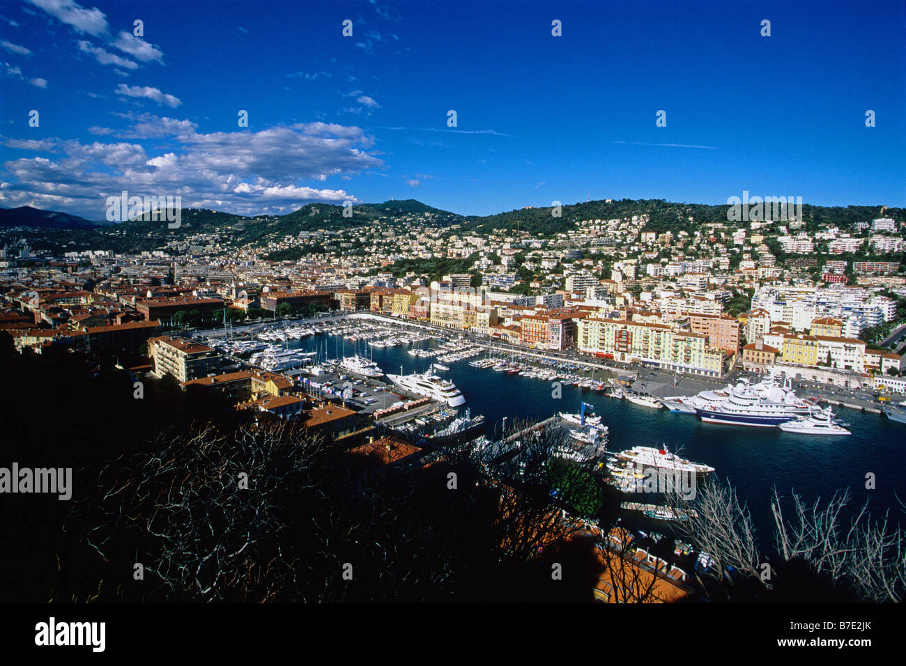 Ansicht von oben über dem Hafen von Nizza Stockfoto