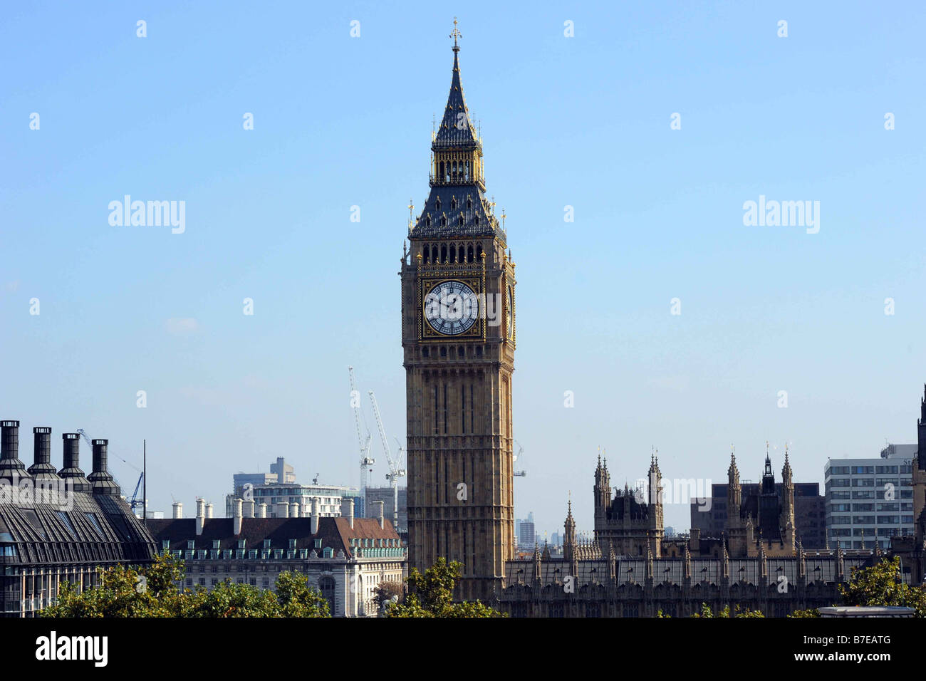 Blick auf Big Ben London von der QE11 Conference Centre Stockfoto