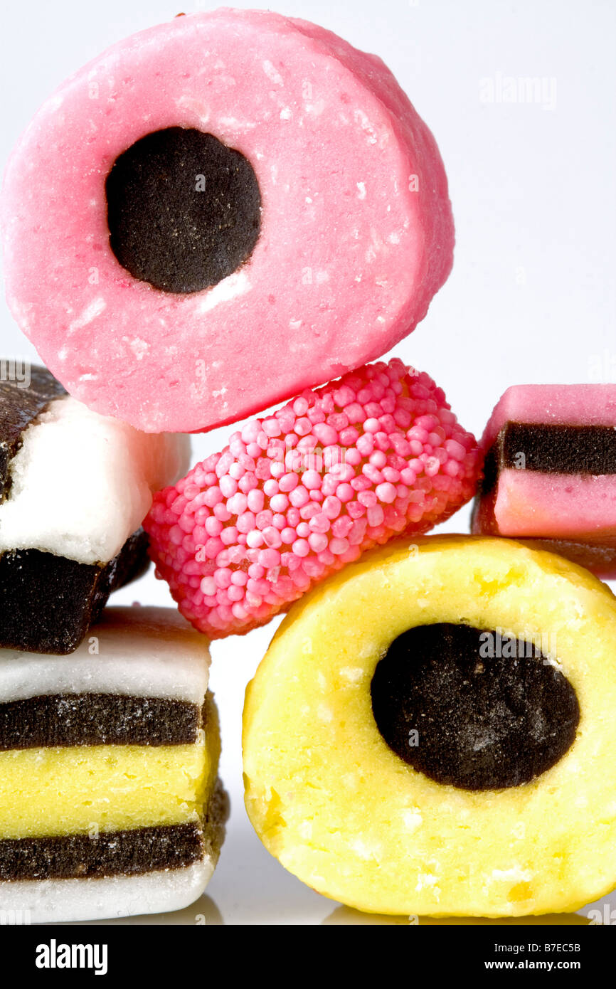 Liquorice Allsorts Haufen Stockfoto