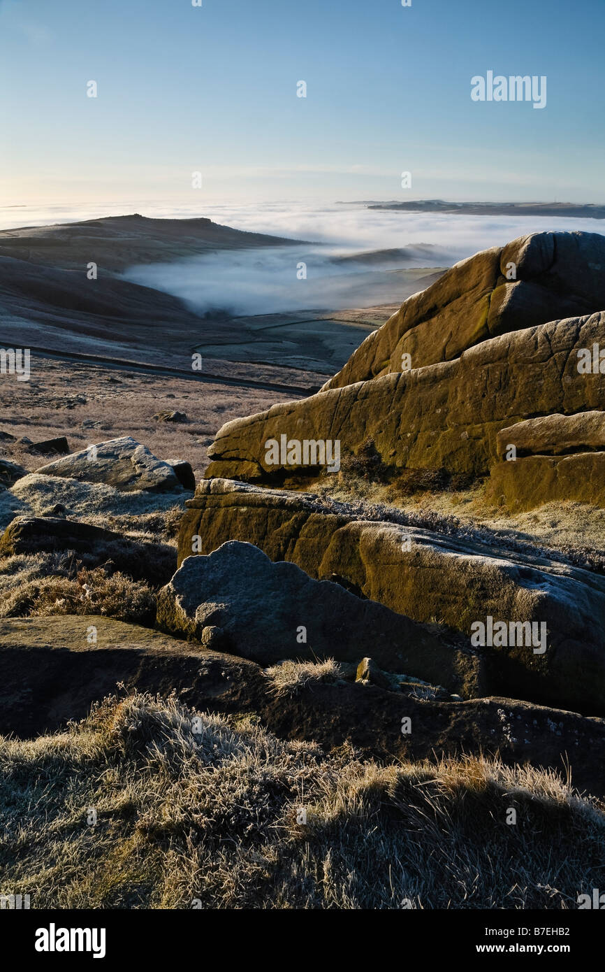 Derwent Valley aus Stanage Edge, Peak District National Park, Derbyshire, England, UK Stockfoto