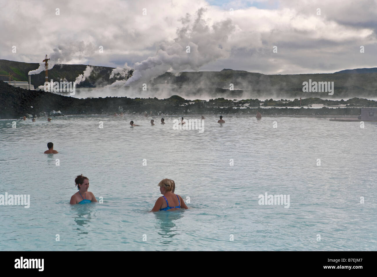 Geothermisches Kraftwerk Svartsengi, blaue Lagune, in der Nähe von Reykjavik, Iceland, Polarregionen Stockfoto