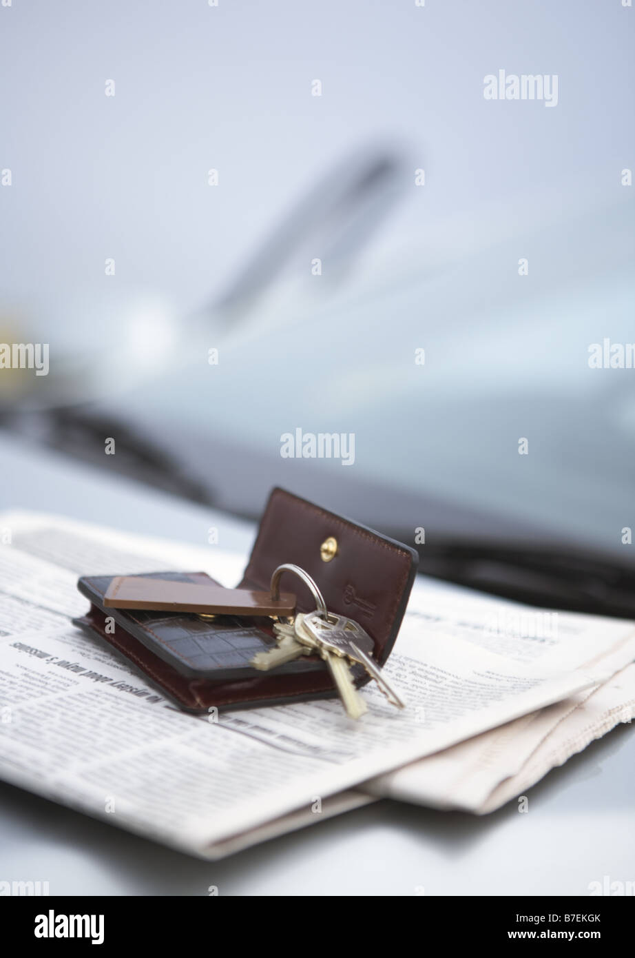 Tasten auf der Englisch-sprachige Zeitung Stockfoto