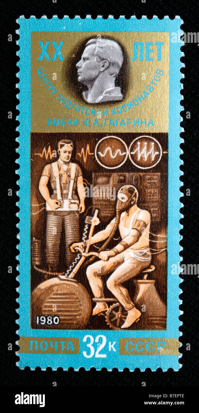 Zentrum der Astronauten training von Yuri Gagarin, Briefmarke, UdSSR, 1980 Stockfoto