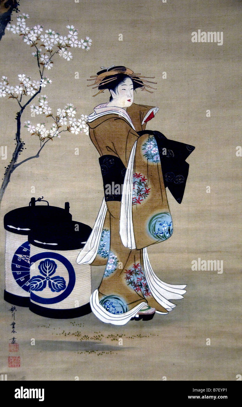 Kurtisane unter Kirschbaum 1780 von Utawaga Toyoharu 1780 Japan Japanisch Stockfoto
