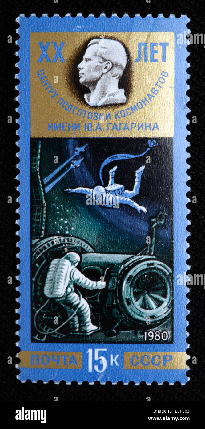 Zentrum der Astronauten training von Yuri Gagarin, Briefmarke, UdSSR, 1980 Stockfoto