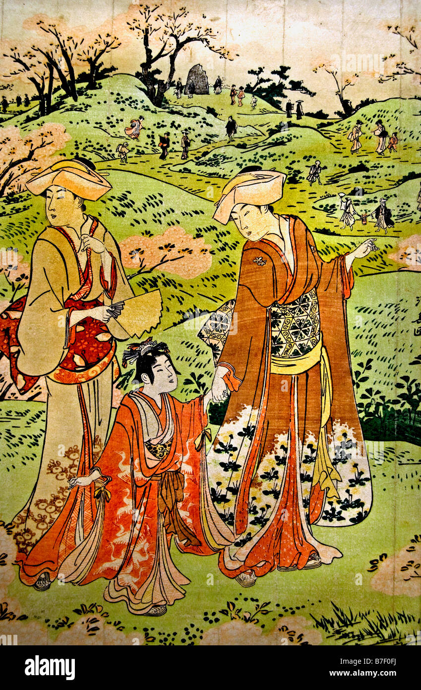 Cherry Viewing bei Asukayama 1785 von Torri Kionaga Japan Japanese Stockfoto