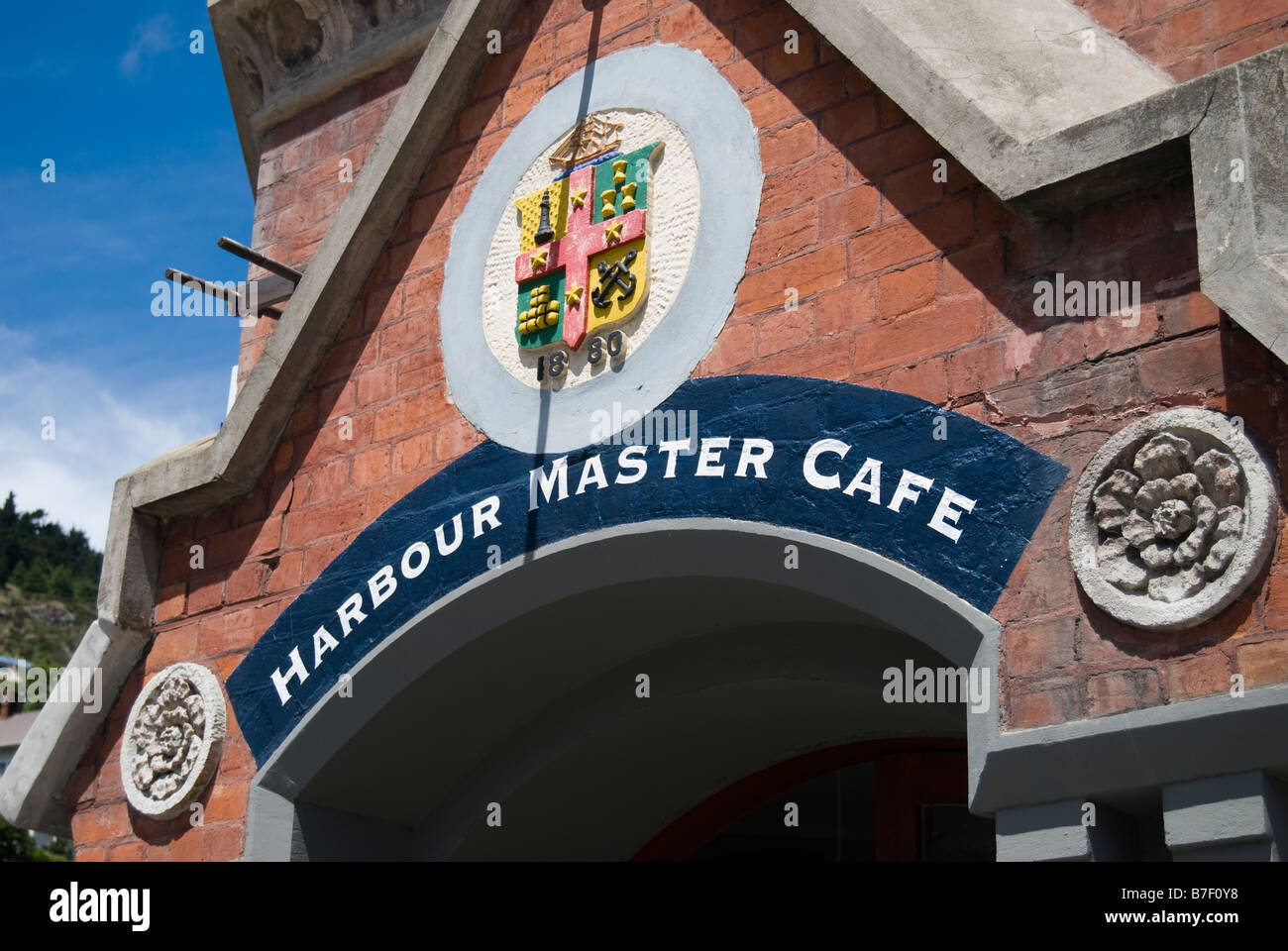 Hafen Sie Master Cafe, Norwich Quay, Lyttelton, Banks Peninsula, Canterbury, Neuseeland Stockfoto