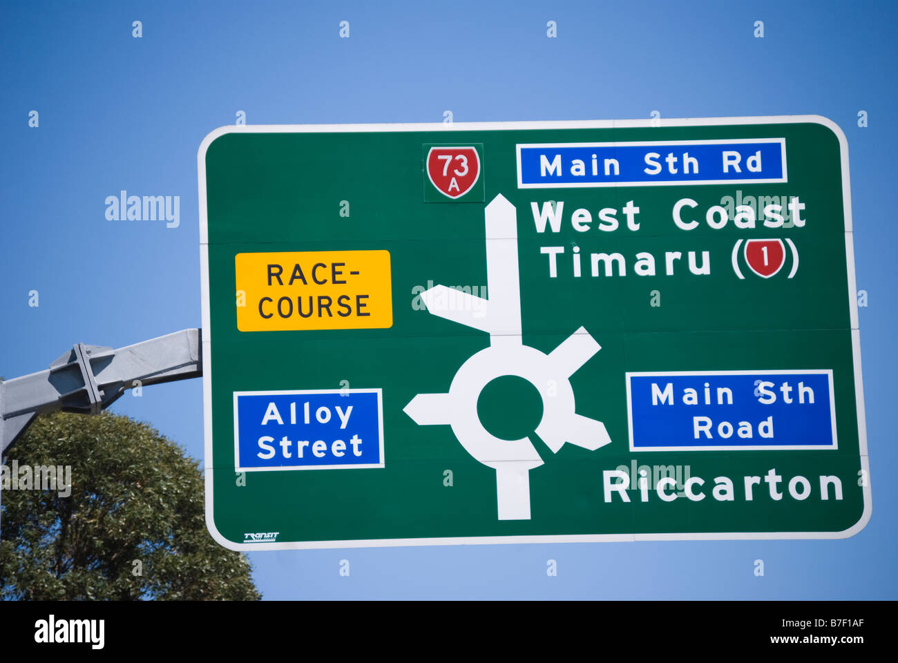 Straßenschild, Blenheim Road, Sockburn, Christchurch, Canterbury, Neuseeland Stockfoto